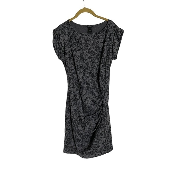Ann Taylor Gray Snake Reptile Print Ruched Side Dress Small - Picture 1 of 6
